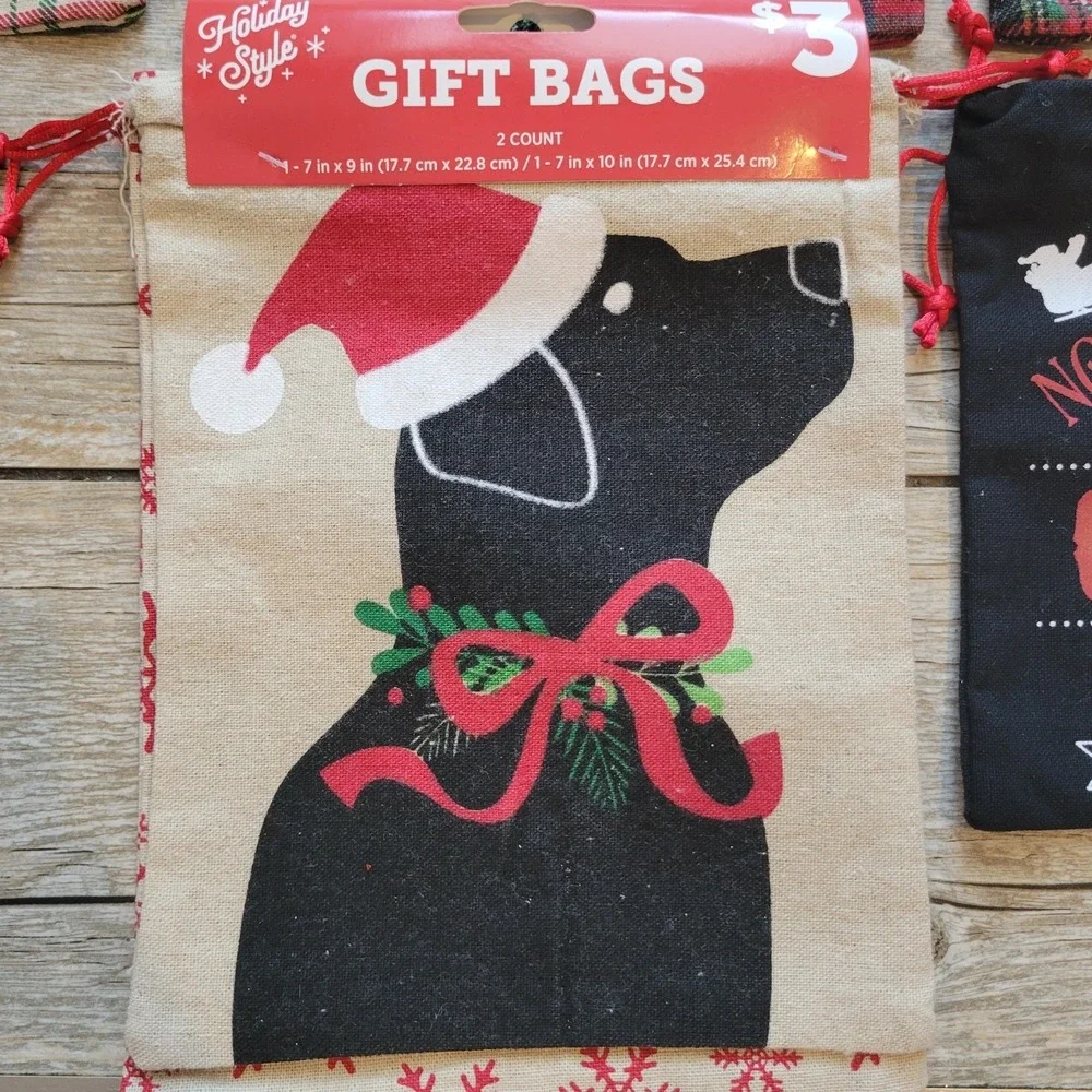 NEW Lot 10 Holiday Style Christmas Santa Sack Gift Bags Linen Burlap Cloth 18ct